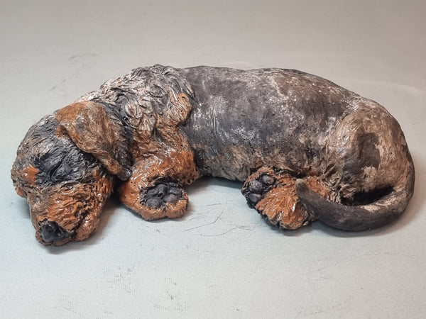 Sleepy Sausage - Wirehaired Dachshund Sculpture
