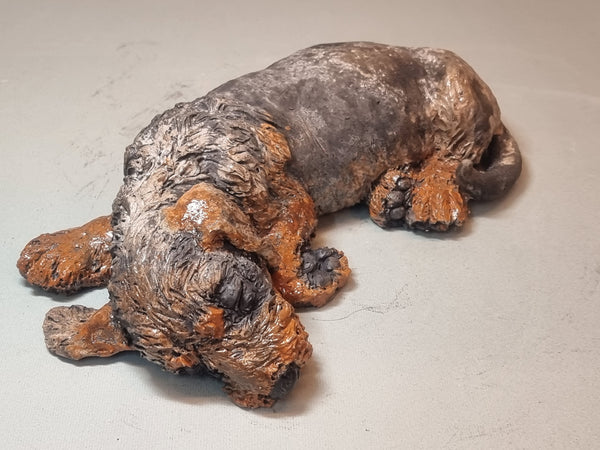 Sleepy Sausage - Wirehaired Dachshund Sculpture