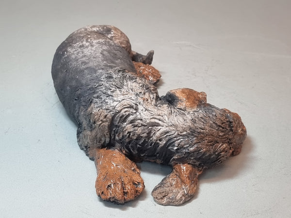 Sleepy Sausage - Wirehaired Dachshund Sculpture