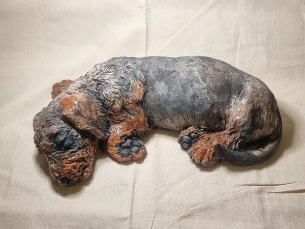Sleepy Sausage - Wirehaired Dachshund Sculpture