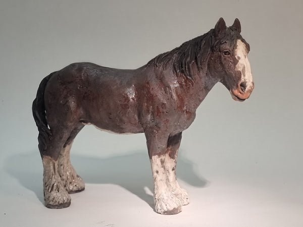 Clydesdale horse - Raku Animal Sculpture