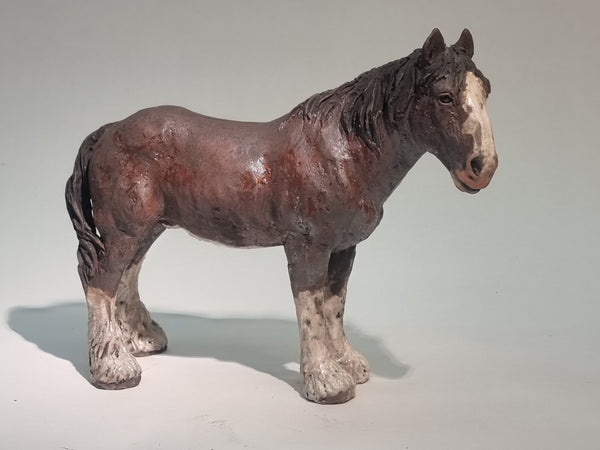 Clydesdale horse - Raku Animal Sculpture