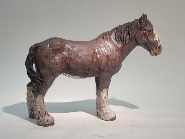 Clydesdale horse - Raku Animal Sculpture