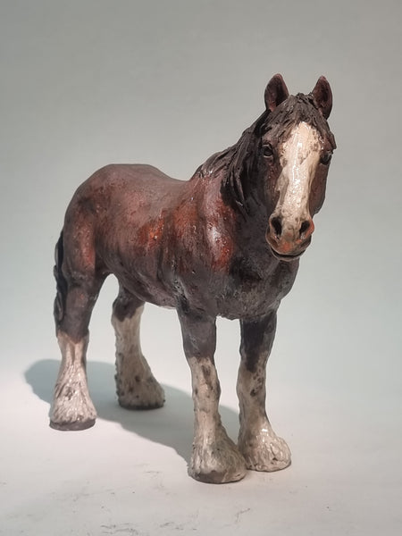 Clydesdale horse - Raku Animal Sculpture