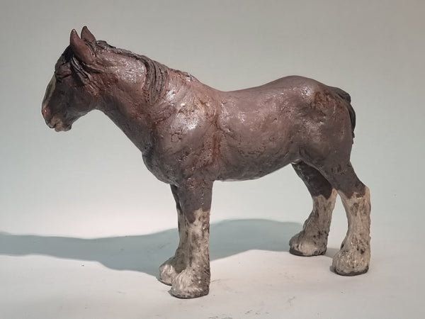 Clydesdale horse - Raku Animal Sculpture