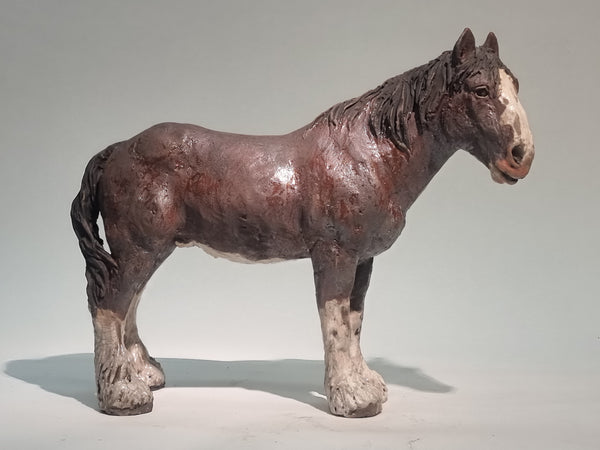 Clydesdale horse - Raku Animal Sculpture