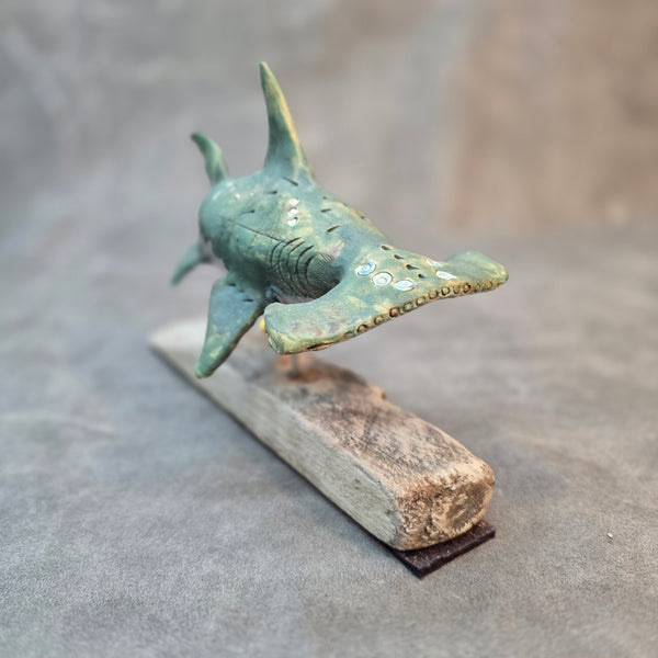 Hammerhead Shark - Raku Animal Sculpture