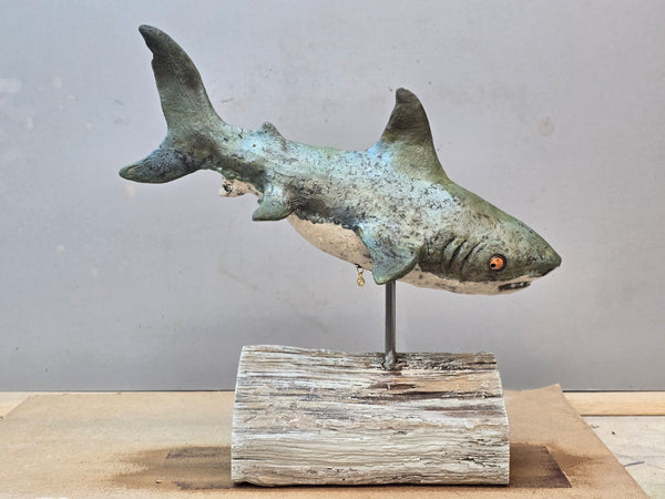 Tiger Shark - Raku Animal Sculpture