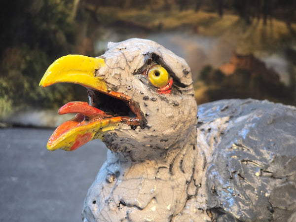 He's awa wi' Yer Chips - Raku Animal Sculpture