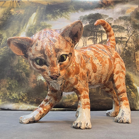 Ginger Kitten - Raku Animal Sculpture