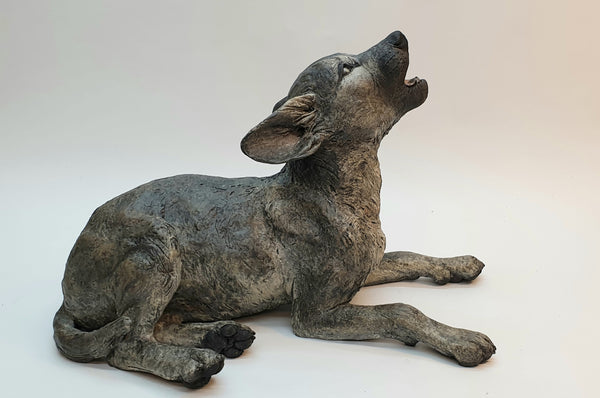 Big Ideas, Grey Wolf Pup - Raku Animal Sculpture