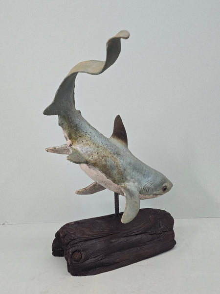 Thresher Shark - Raku Animal Sculpture