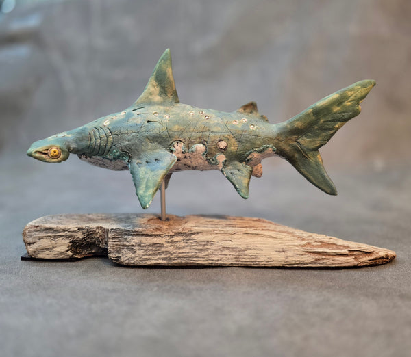 Hammerhead Shark - Raku Animal Sculpture