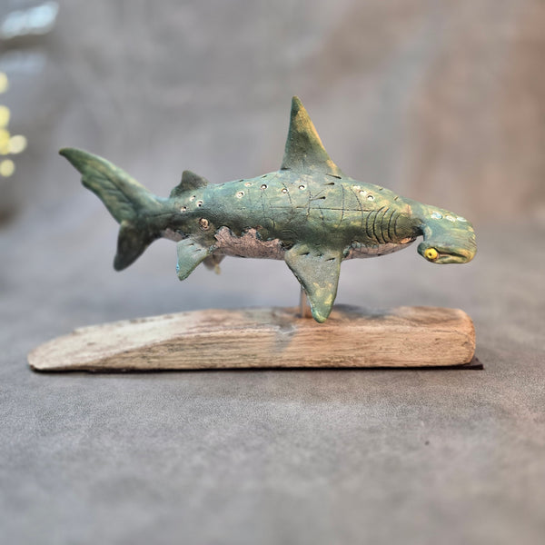 Hammerhead Shark - Raku Animal Sculpture