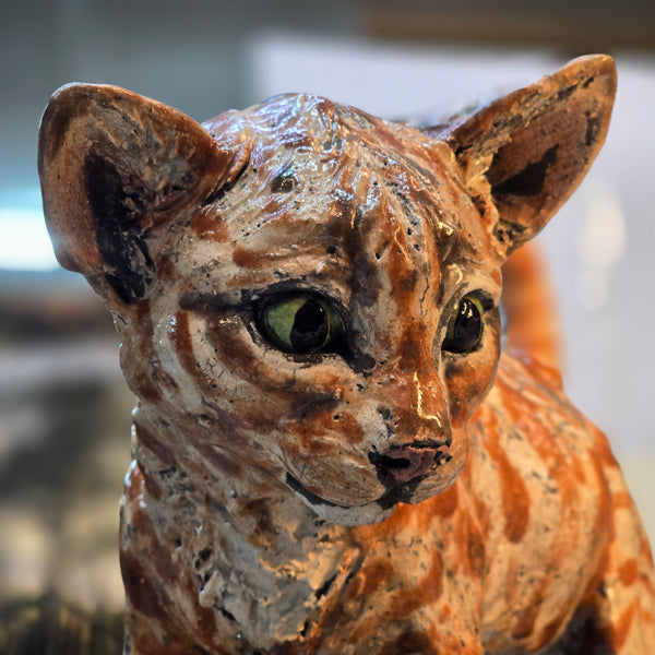 Ginger Kitten - Raku Animal Sculpture