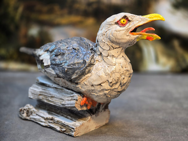 He's awa wi' Yer Chips - Raku Animal Sculpture
