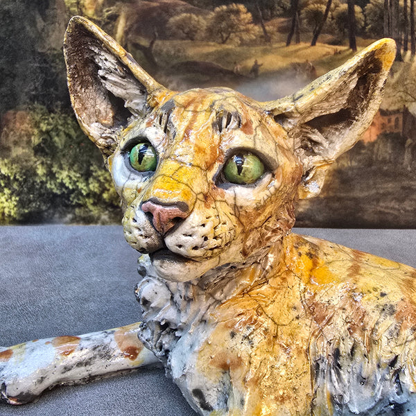 Marrakech Kitten - Raku Animal Sculpture