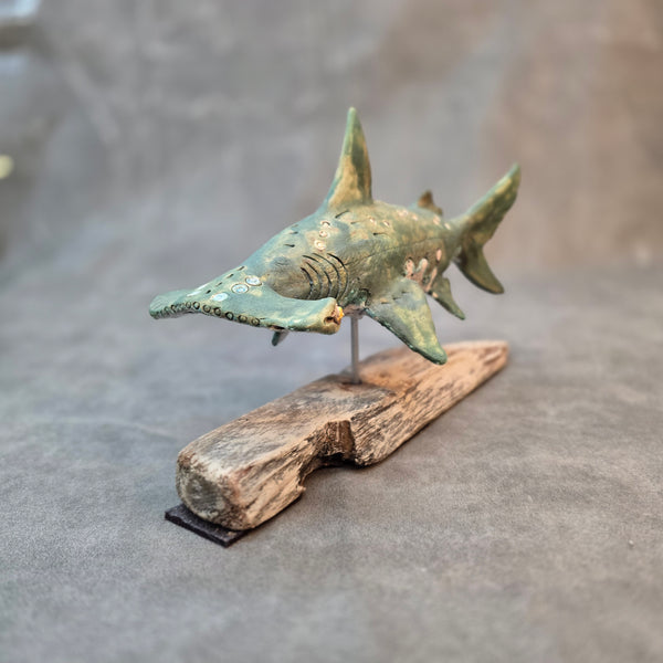 Hammerhead Shark - Raku Animal Sculpture