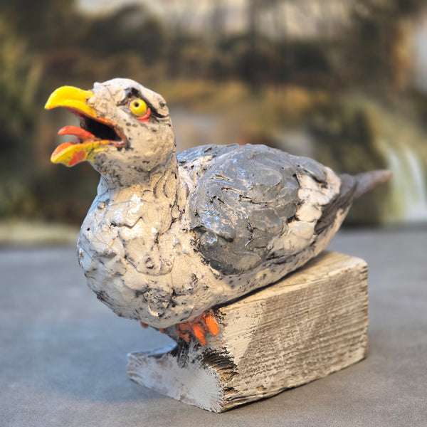 He's awa wi' Yer Chips - Raku Animal Sculpture