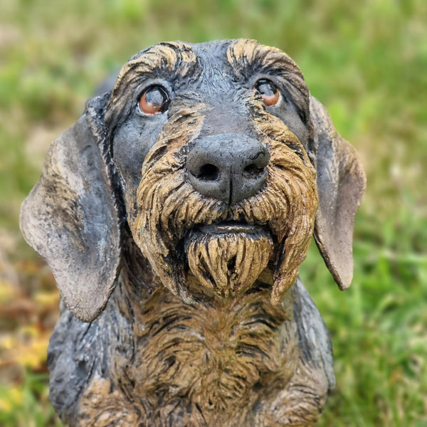 Sir Timothy, Wirehaired Dachshund - Raku Animal Sculpture