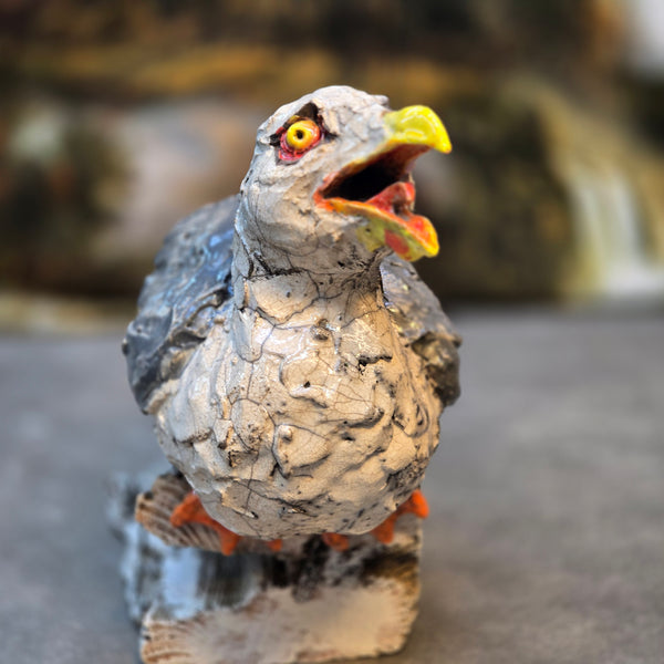 He's awa wi' Yer Chips - Raku Animal Sculpture
