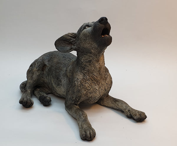 Big Ideas, Grey Wolf Pup - Raku Animal Sculpture