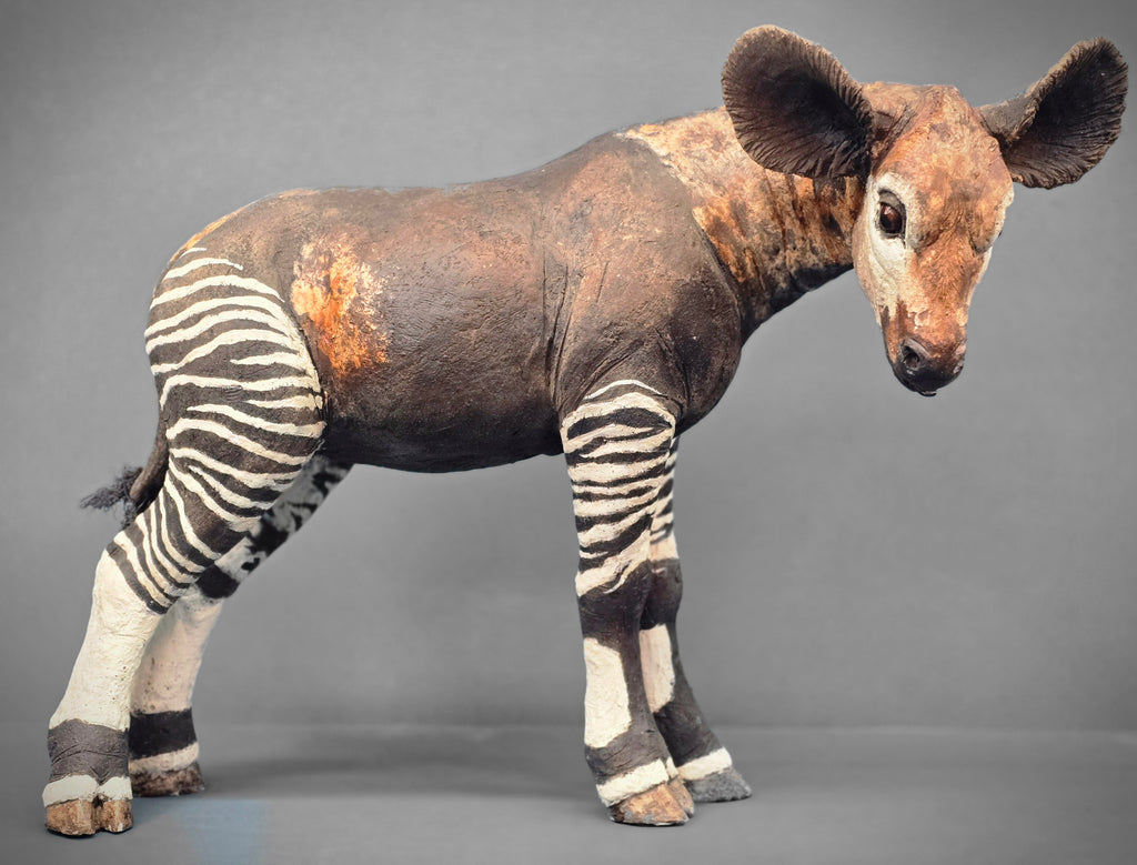 Okapi Calf - Raku Animal Sculpture