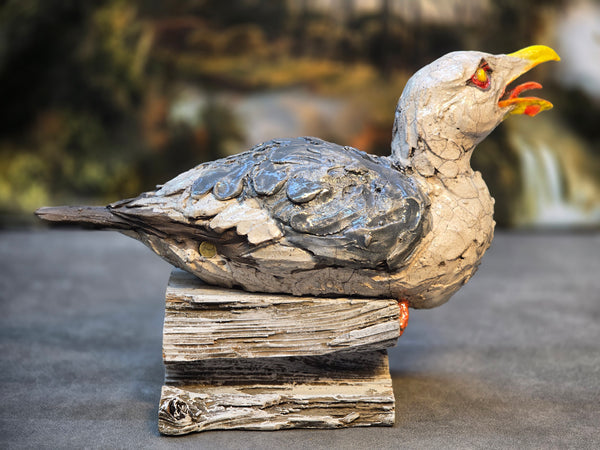 He's awa wi' Yer Chips - Raku Animal Sculpture