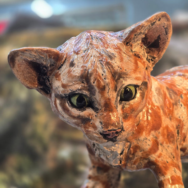 Ginger Kitten - Raku Animal Sculpture