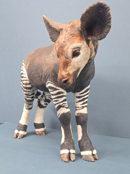 Okapi Calf - Raku Animal Sculpture
