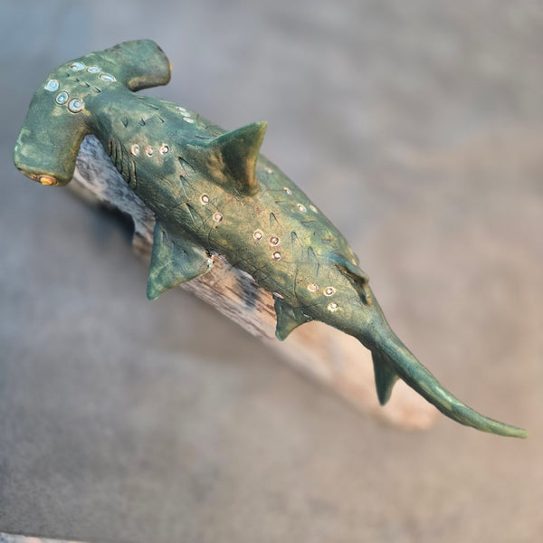 Hammerhead Shark - Raku Animal Sculpture