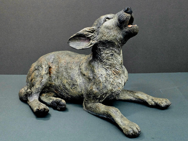 Big Ideas, Grey Wolf Pup - Raku Animal Sculpture