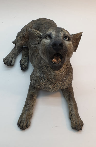 Big Ideas, Grey Wolf Pup - Raku Animal Sculpture