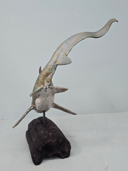 Thresher Shark - Raku Animal Sculpture