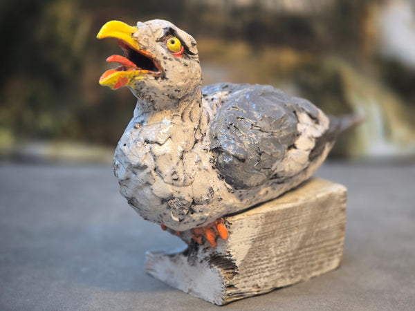 He's awa wi' Yer Chips - Raku Animal Sculpture