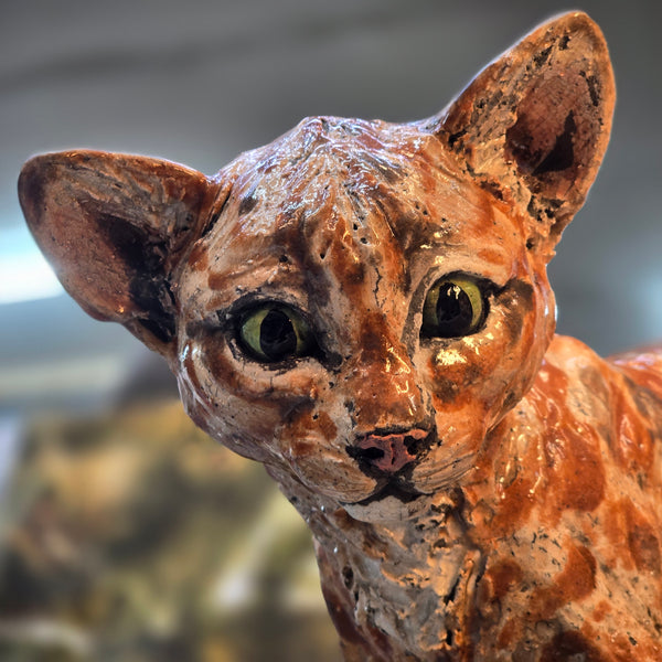 Ginger Kitten - Raku Animal Sculpture