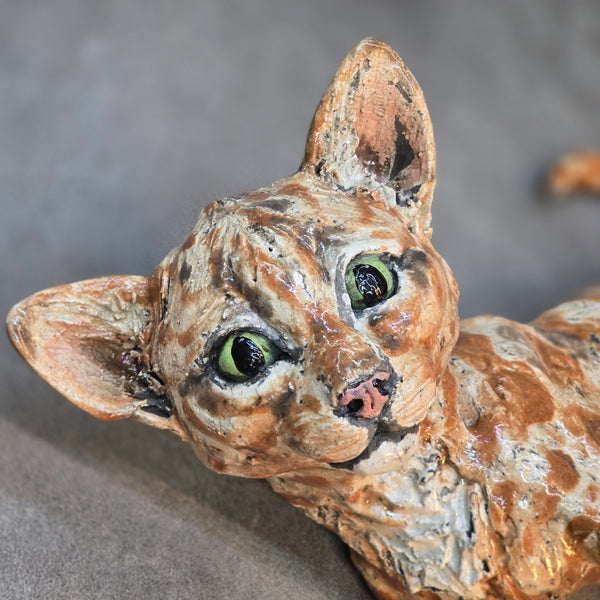 Ginger Kitten - Raku Animal Sculpture
