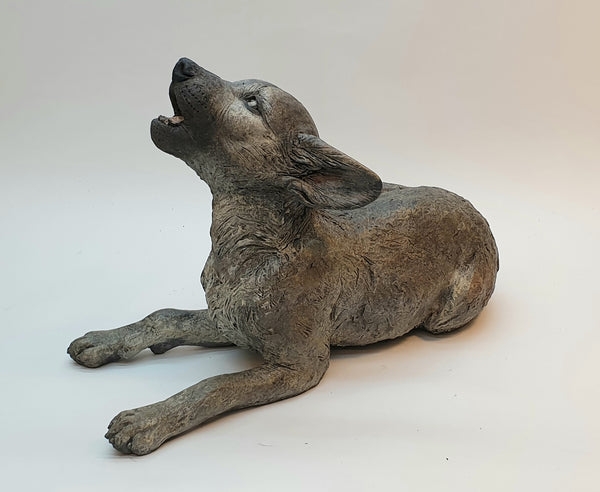 Big Ideas, Grey Wolf Pup - Raku Animal Sculpture