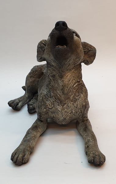 Big Ideas, Grey Wolf Pup - Raku Animal Sculpture