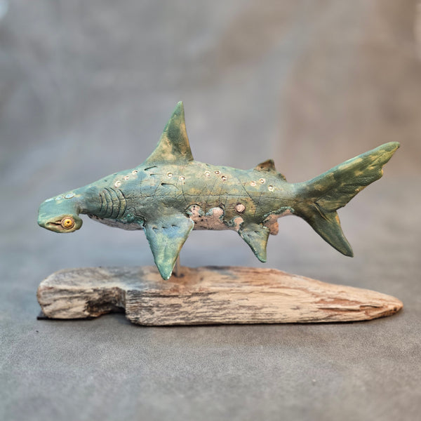 Hammerhead Shark - Raku Animal Sculpture