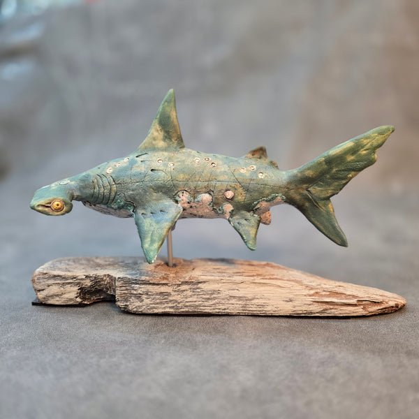 Hammerhead Shark - Raku Animal Sculpture