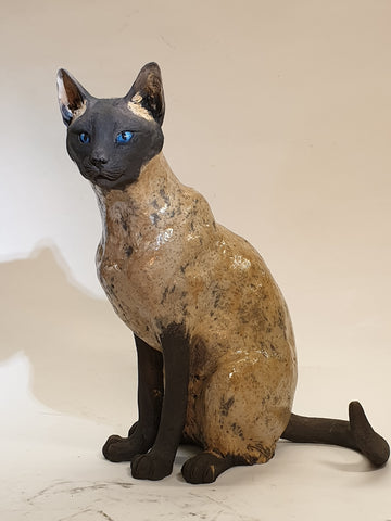 Siamese Cat Raku Sculpture