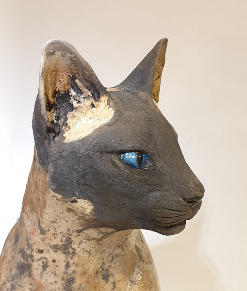 Siamese Cat Raku Sculpture