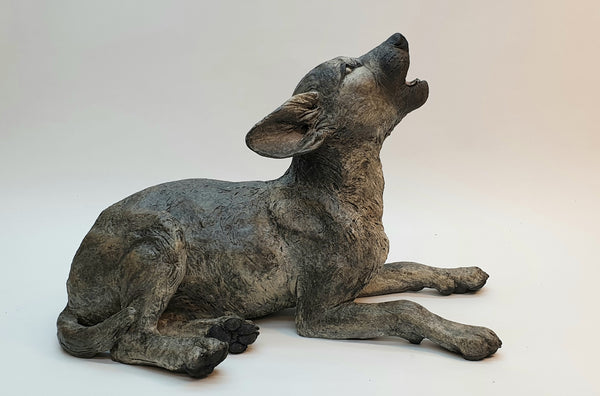 Big Ideas, grey wolf puppy sculpture