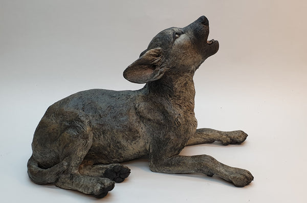 Big Ideas, grey wolf puppy sculpture