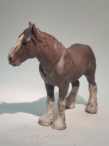 Clydesdale horse - Raku Animal Sculpture