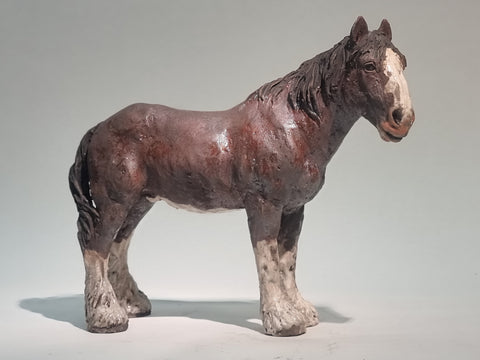 Clydesdale horse - Raku Animal Sculpture